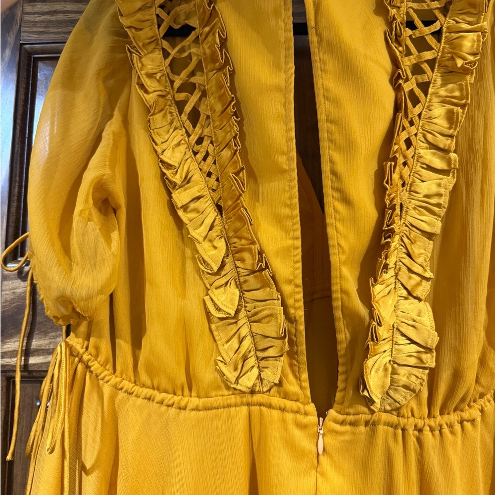 ASOS Mustard Ruffled Mini Dress - Picture 6 of 8